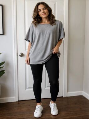 Silver Jeans Heather Gray Short-Sleeve Scoop Neck Sweater